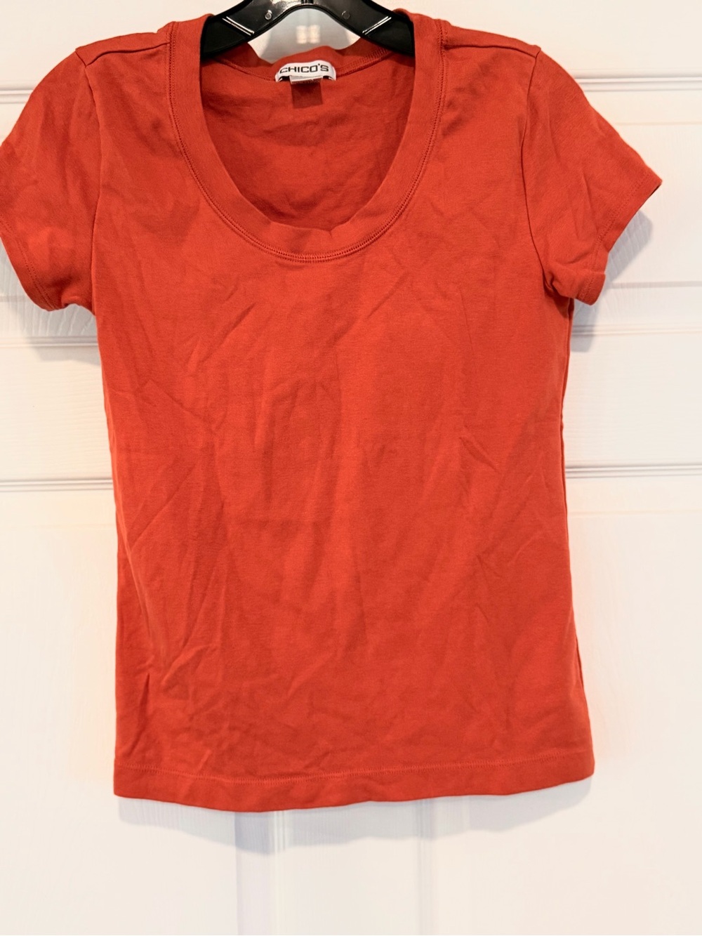 Chico's Short Sleeve Scoop Neck Tee - Pumpkin Spice Size Small #477